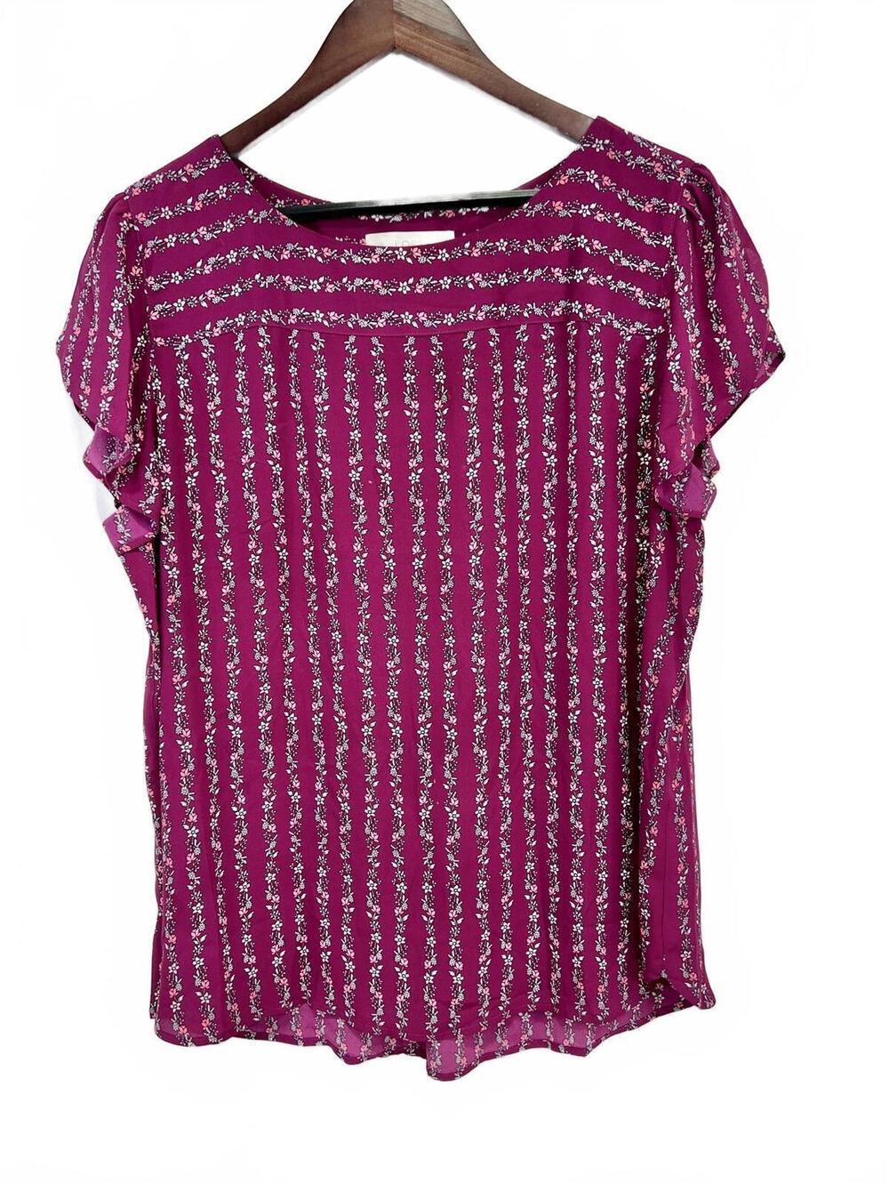 LOFT Size XL Women's Floral Stripe Blouse